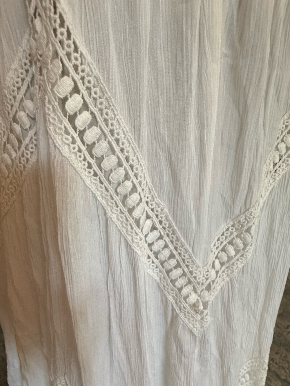 Max Studio White M Crochet Lace Maxi Dress Boho Bridal Mediterranean NWT - Picture 7 of 13